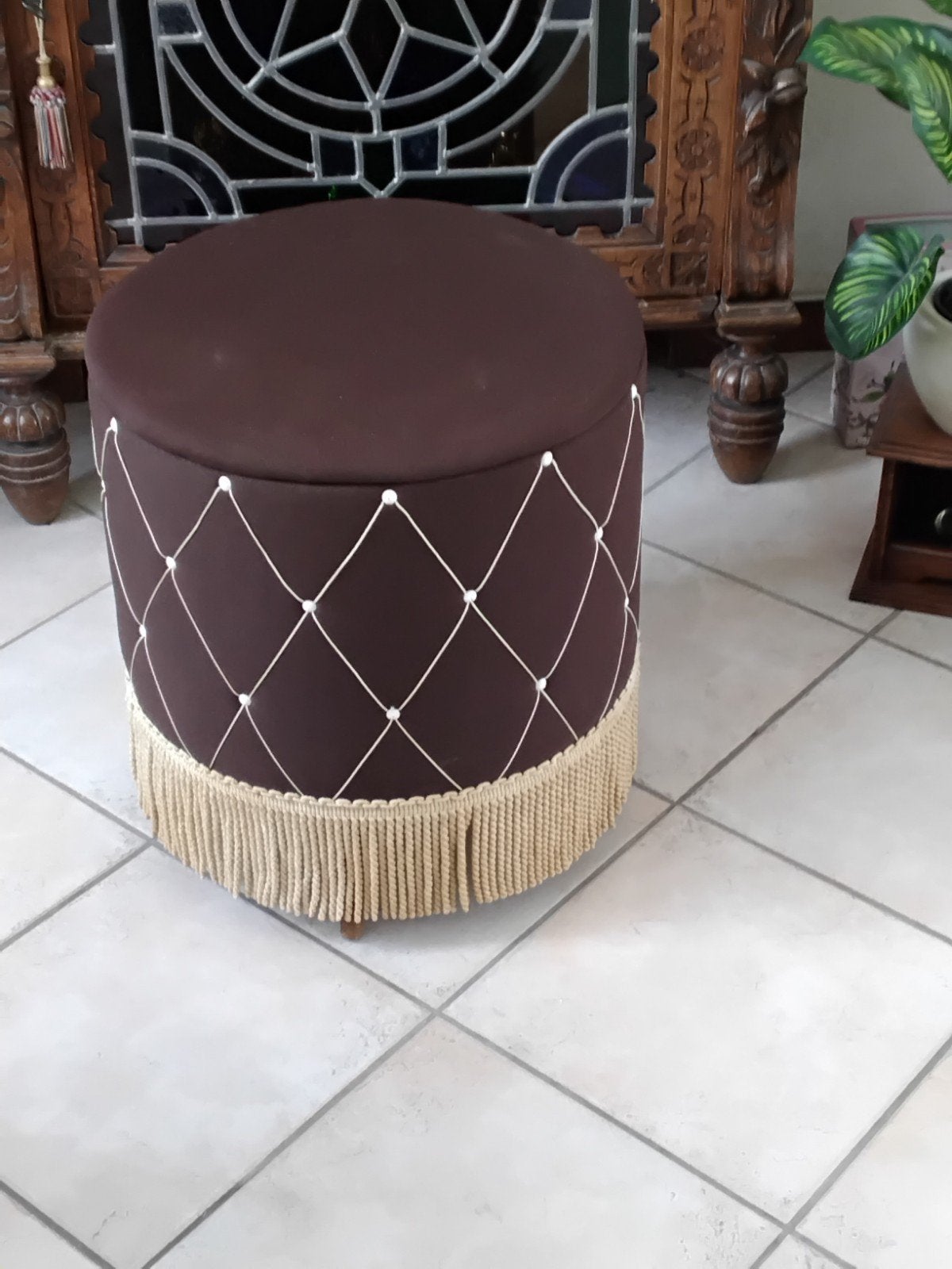 Antieke poef  45 Hoog 42/ zitgedeelte veel opbergruimte, Ophalen of Verzenden, Rechthoekig, Minder dan 50 cm, Minder dan 50 cm