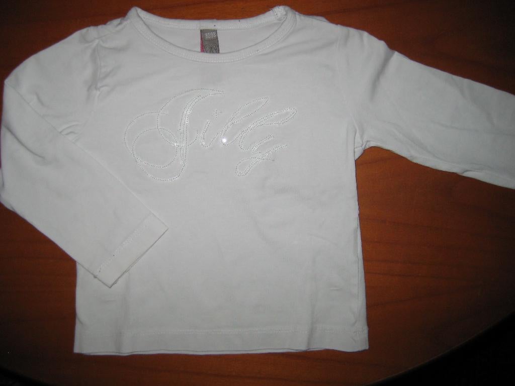 Wit shirt, 92/98, Jilly, Ophalen of Verzenden, Zo goed als nieuw, Meisje, Shirt of Longsleeve