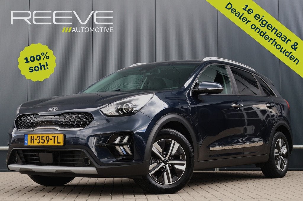 Kia Niro 1.6 GDi PHEV DynamicPlusLine 1e eig. | Adapt. Cruis, Auto's, Kia, Gebruikt, Met garantie (alle), Blauw, Leder en Stof