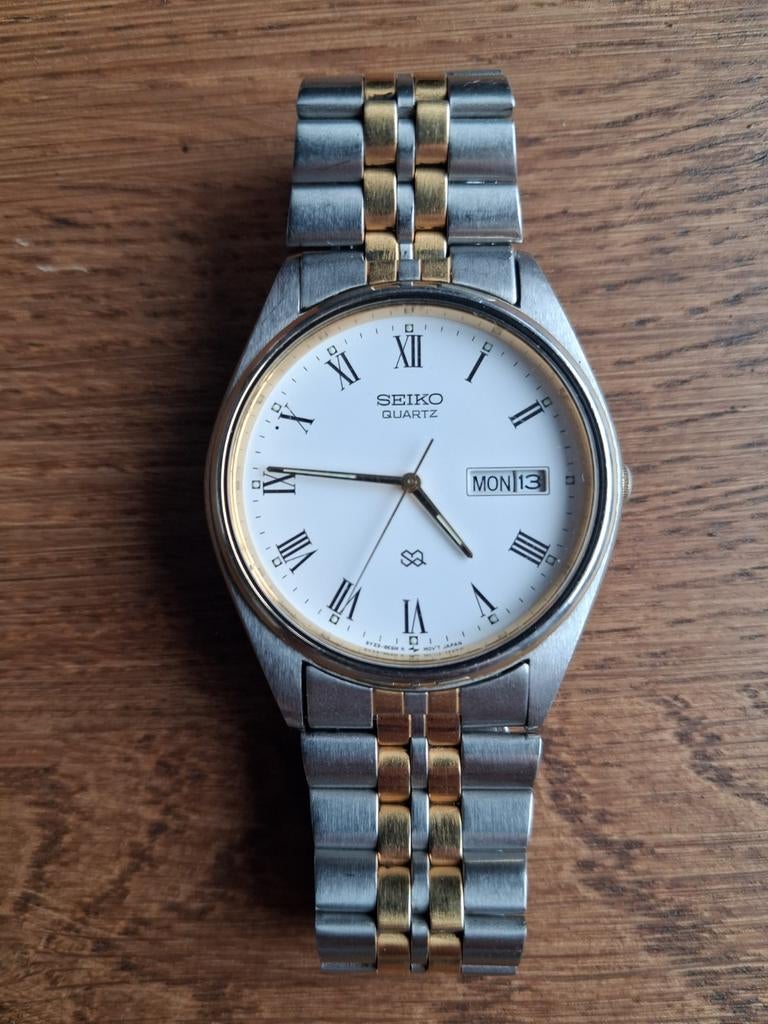 Seiko SQ quartz horloge bicolor, Staal, Polshorloge, Ophalen of Verzenden, Zo goed als nieuw