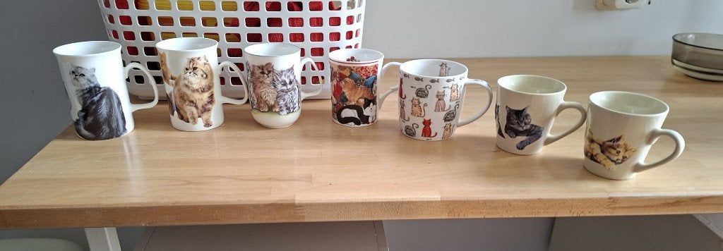 Mokken met kattenafbeelding, Ophalen, Nieuw, Overige stijlen, Kop(pen) en/of Schotel(s)