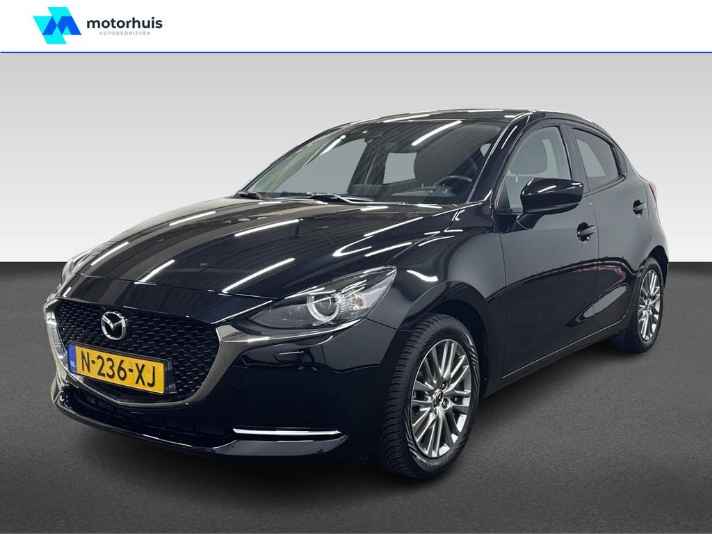 Mazda 2 1.5 SKYACTIV-G 90PK LUXURY NAVI CAMERA HUD LED ECC N, Auto's, Stof, 4 cilinders, Stuurwielverwarming, Zwart