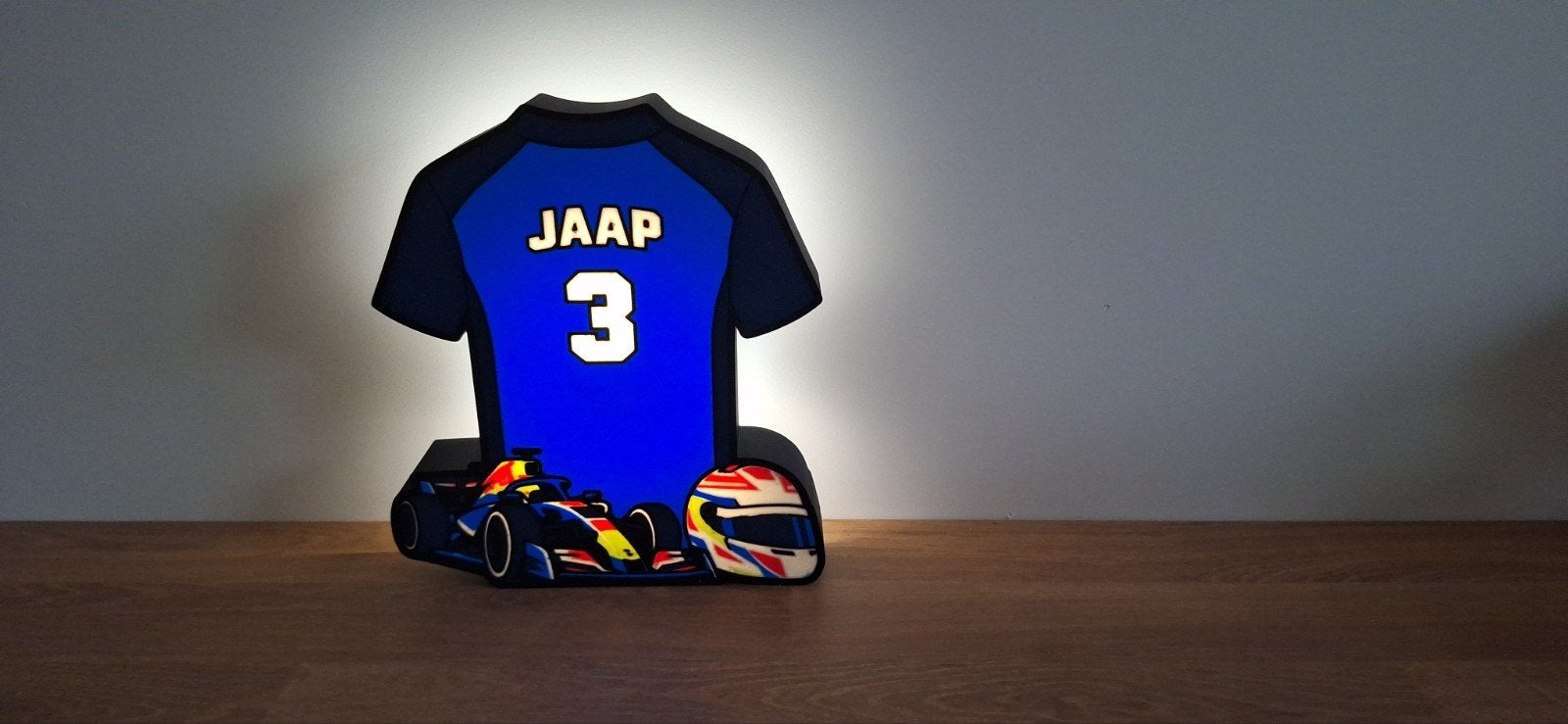 Gepersonaliseerde race LED-lamp met naam en nummer, Ophalen of Verzenden