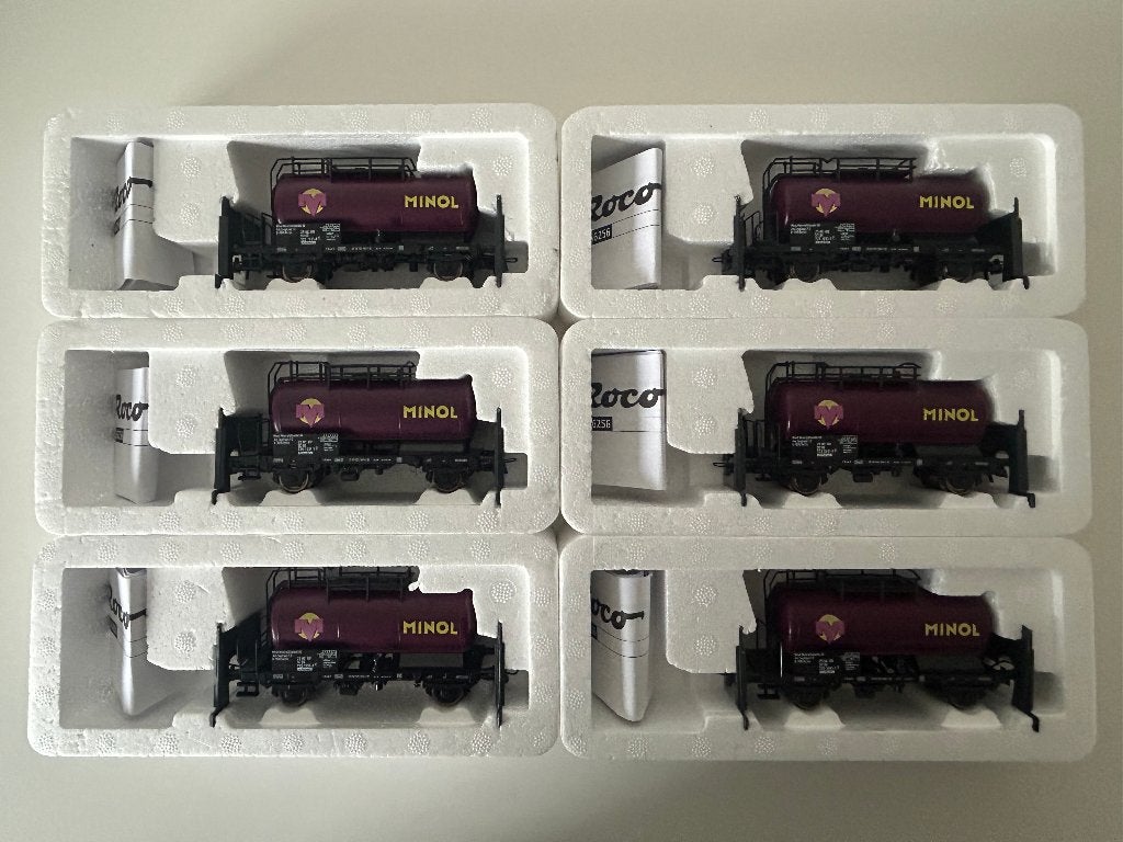 Roco HO Ketelwagen DR 'Minol' 56256 (6 stuks), Gelijkstroom, Ophalen of Verzenden, Roco, Analoog