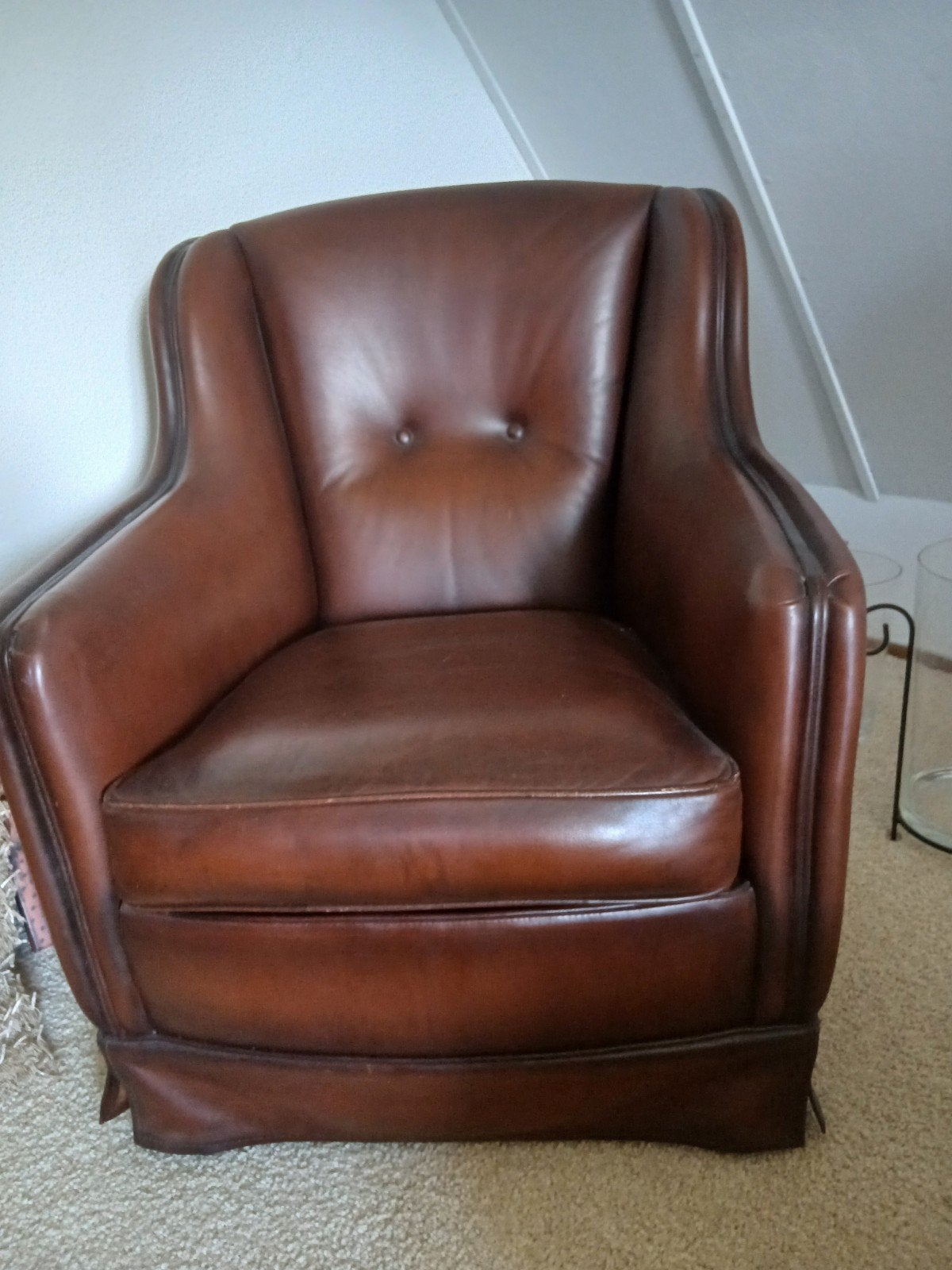 Lederen fauteuil, Ophalen, Gebruikt, 75 tot 100 cm, 50 tot 75 cm