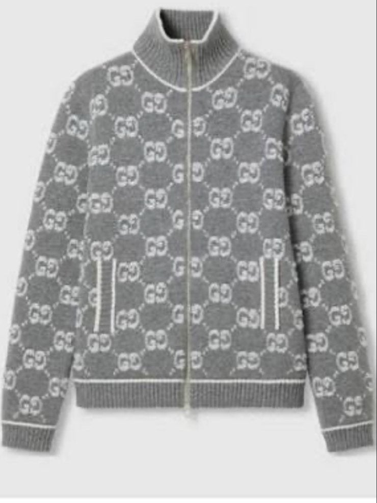 Gucci Bouclé Stitch Jacquard Cardigan - Grijs, Ophalen of Verzenden, Zo goed als nieuw, Maat 46 (S) of kleiner, Grijs