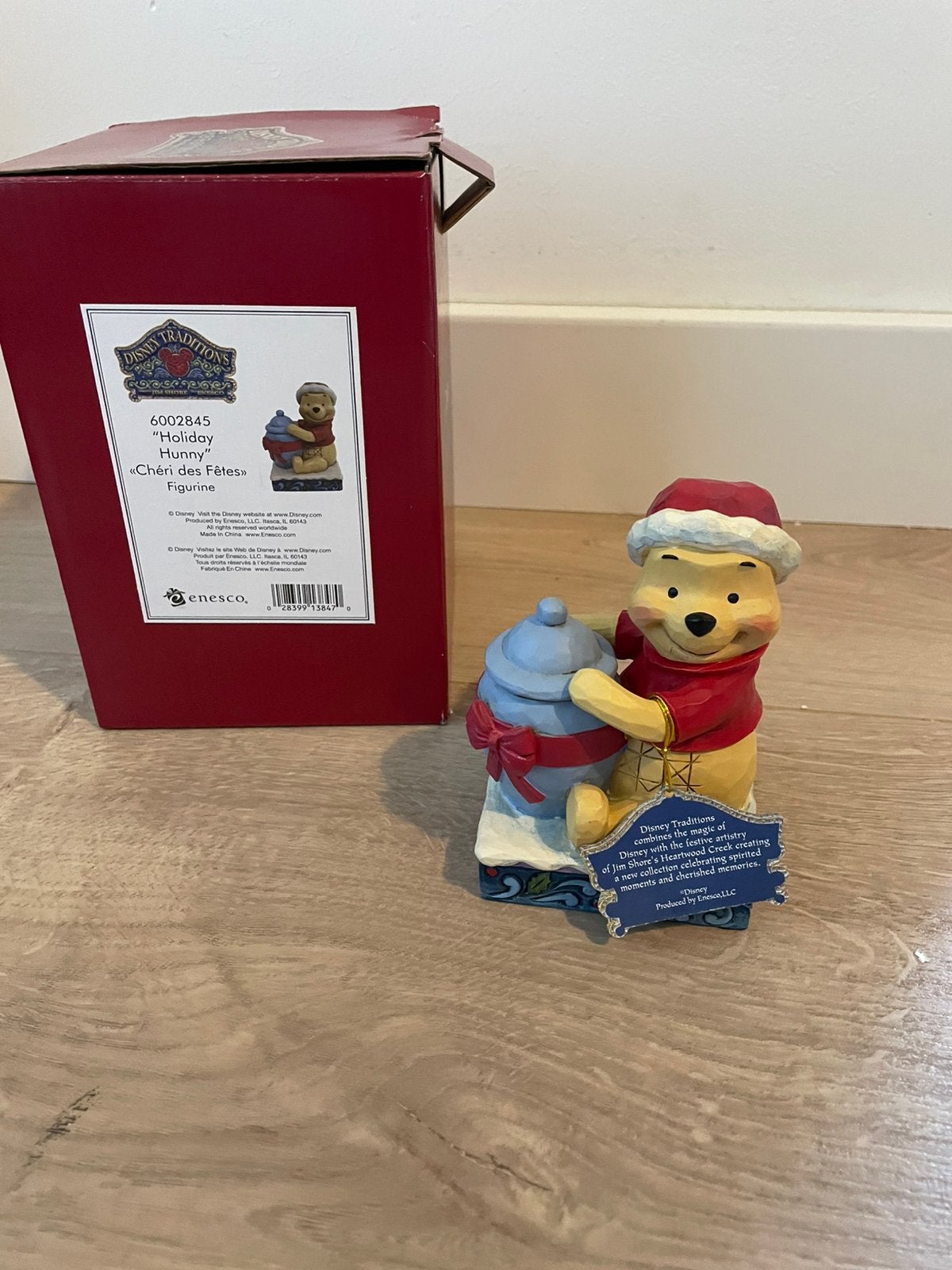 Jim shore Disney traditions Winnie the Pooh kerstmis, Ophalen of Verzenden, Winnie de Poeh of vrienden, Zo goed als nieuw, Beeldje of Figuurtje