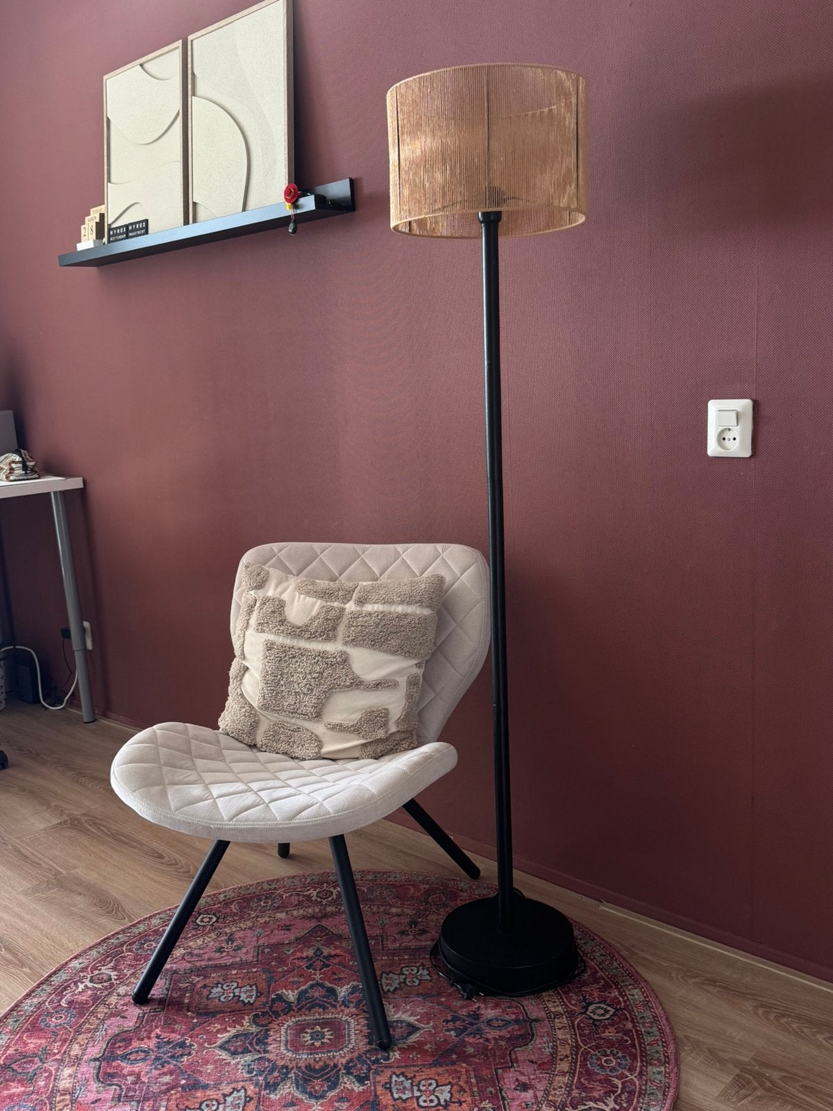 Vloerlamp met rotan kap, Ophalen, Gebruikt, 100 tot 150 cm
