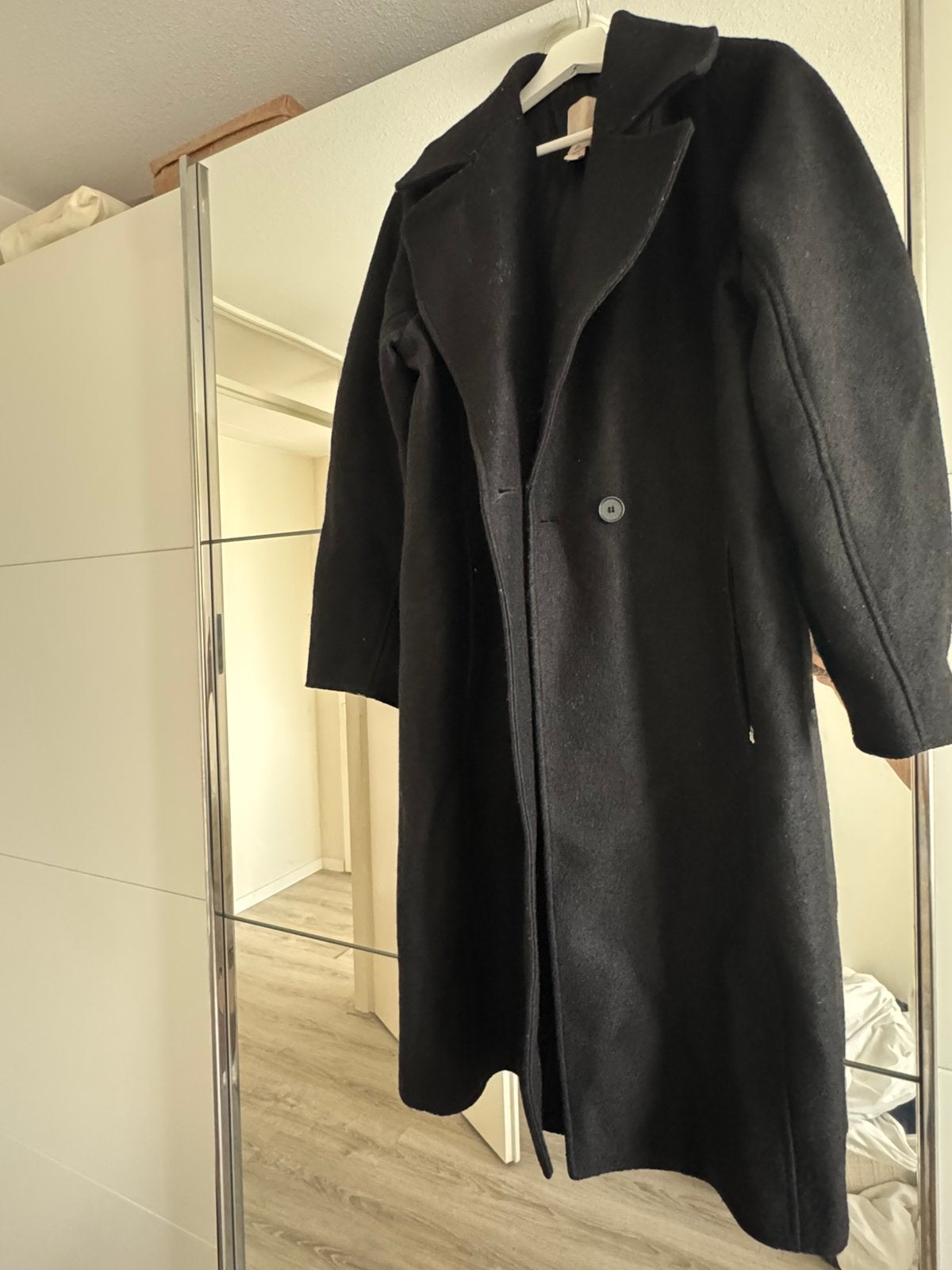 H&M wollen jas, Ophalen of Verzenden, Zo goed als nieuw, Zwart