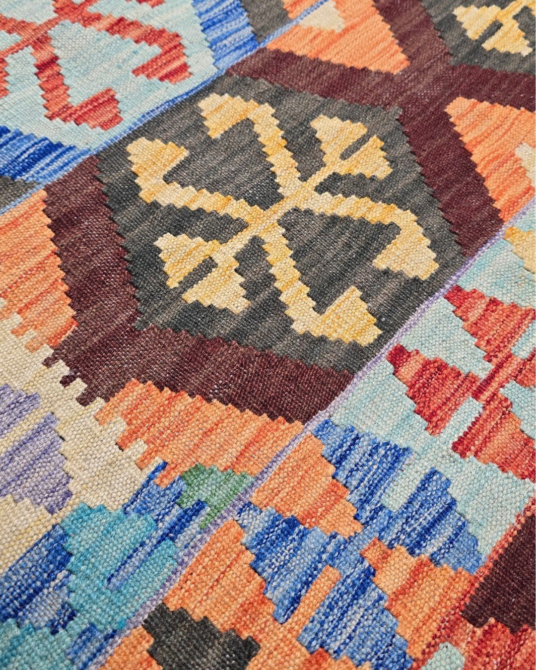 afgan Tribal Kelim 240x174 wollen vloerkleed flatweave, Info@rugsandcarpets.nl, De handelmaatschappij, Geel, Ophalen of Verzenden