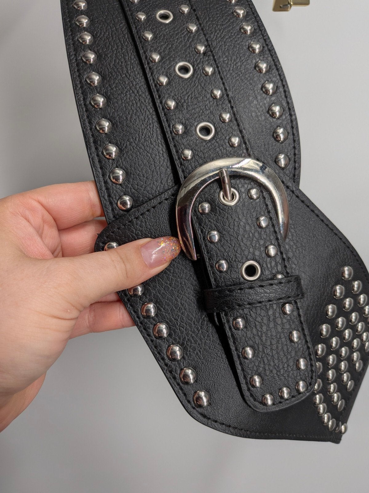 Zwarte Western Look Riem met Studs - 80cm nieuw, 80 tot 90 cm, 3 tot 5 cm, Zwart, Heupriem