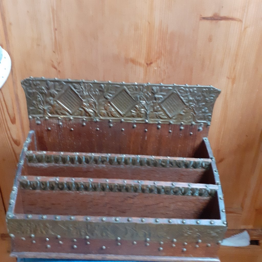 antieke postbak met koperen rand, Ophalen of Verzenden, Koper