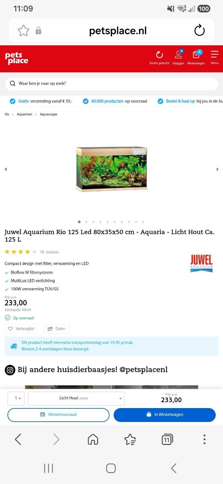 juwel rio 125 aquarium, Dieren en Toebehoren, Ophalen, Inclusief toebehoren, Zo goed als nieuw