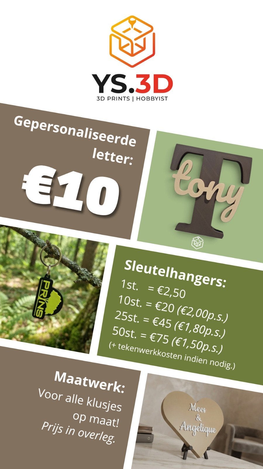 Gepersonaliseerde letters & Sleutelhangers (3D geprint), Ophalen, Nieuw
