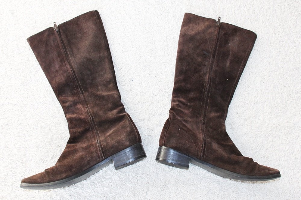Mooie Suede Dames Laarzen (Maat 39) - s8 € 45,-, Hoge laarzen, Bruin, Ophalen of Verzenden, Onbekend