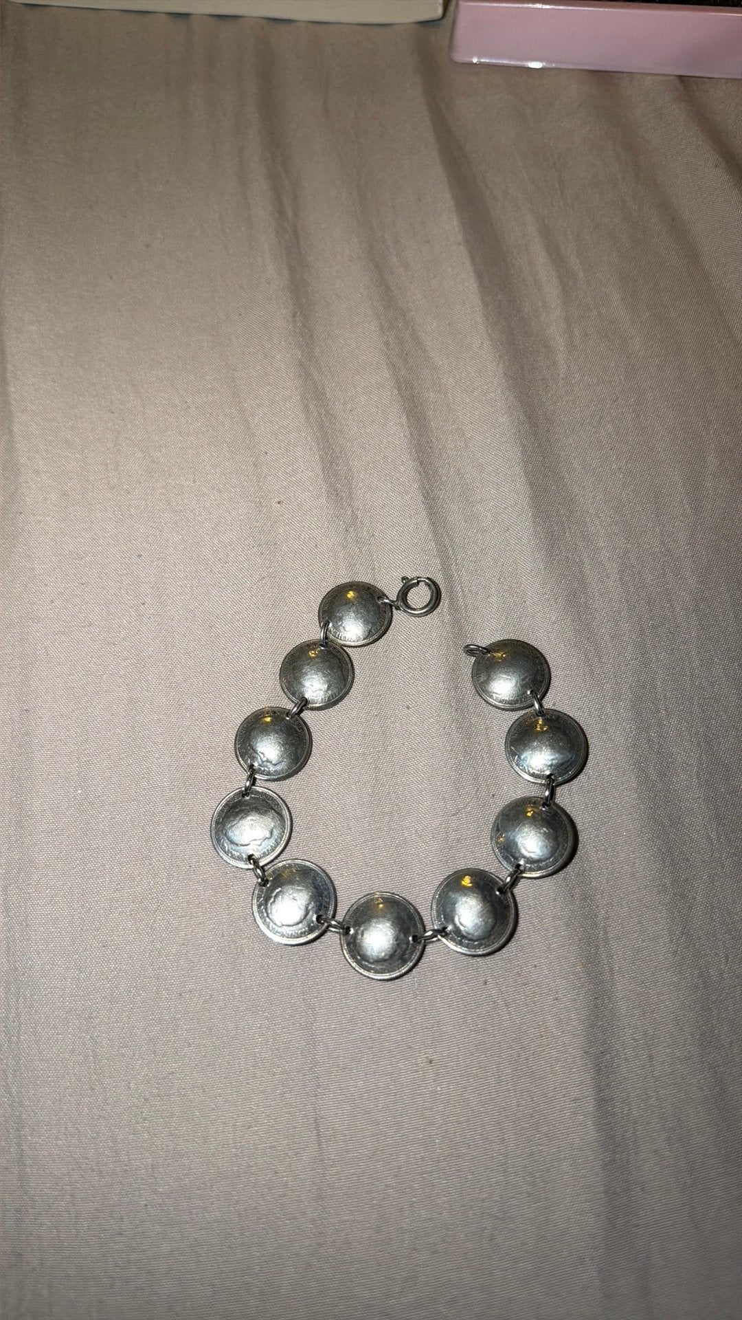 Zilveren Wilhelmina Muntjes Armband Antiek Vintage 1937-1941, Sieraden, Tassen en Uiterlijk, Armbanden, Verzenden, Zo goed als nieuw