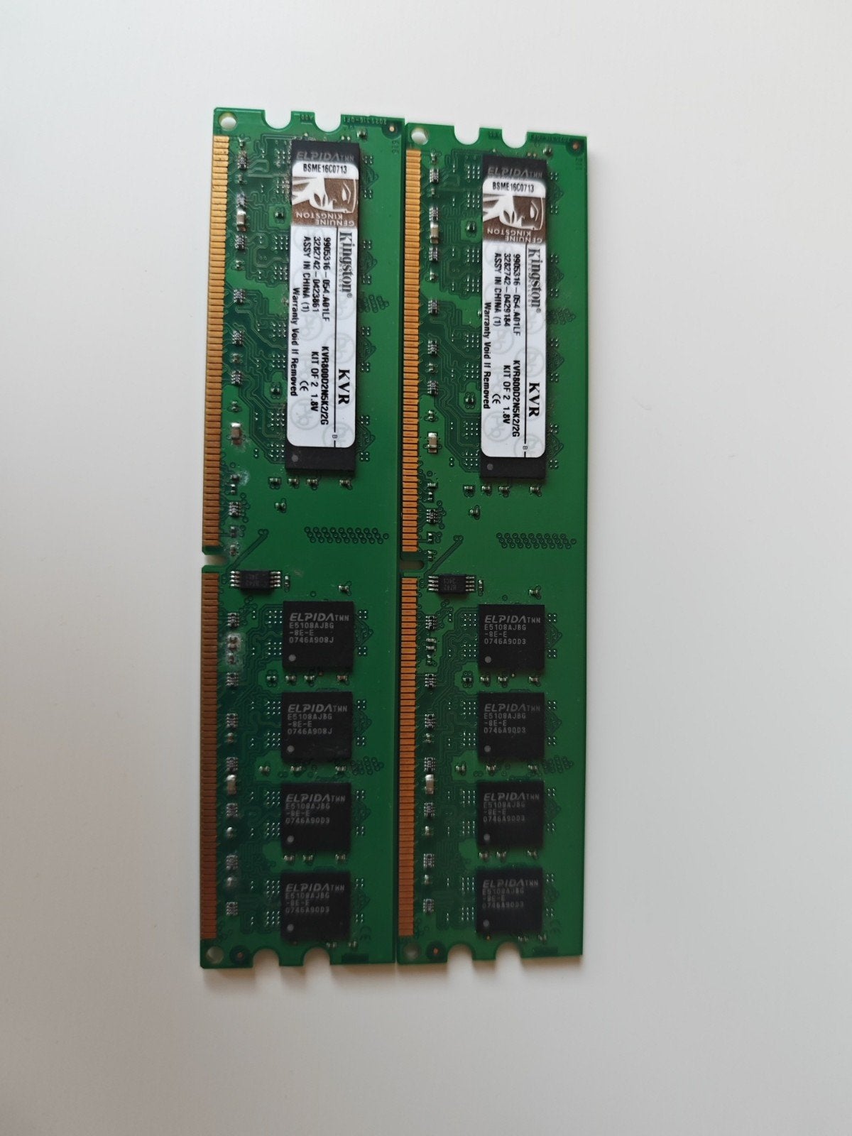 Kingston KVR800D2N5K2/2G, DDR2. (2x 1GB kit), Gebruikt, Ophalen of Verzenden, DDR2, Desktop