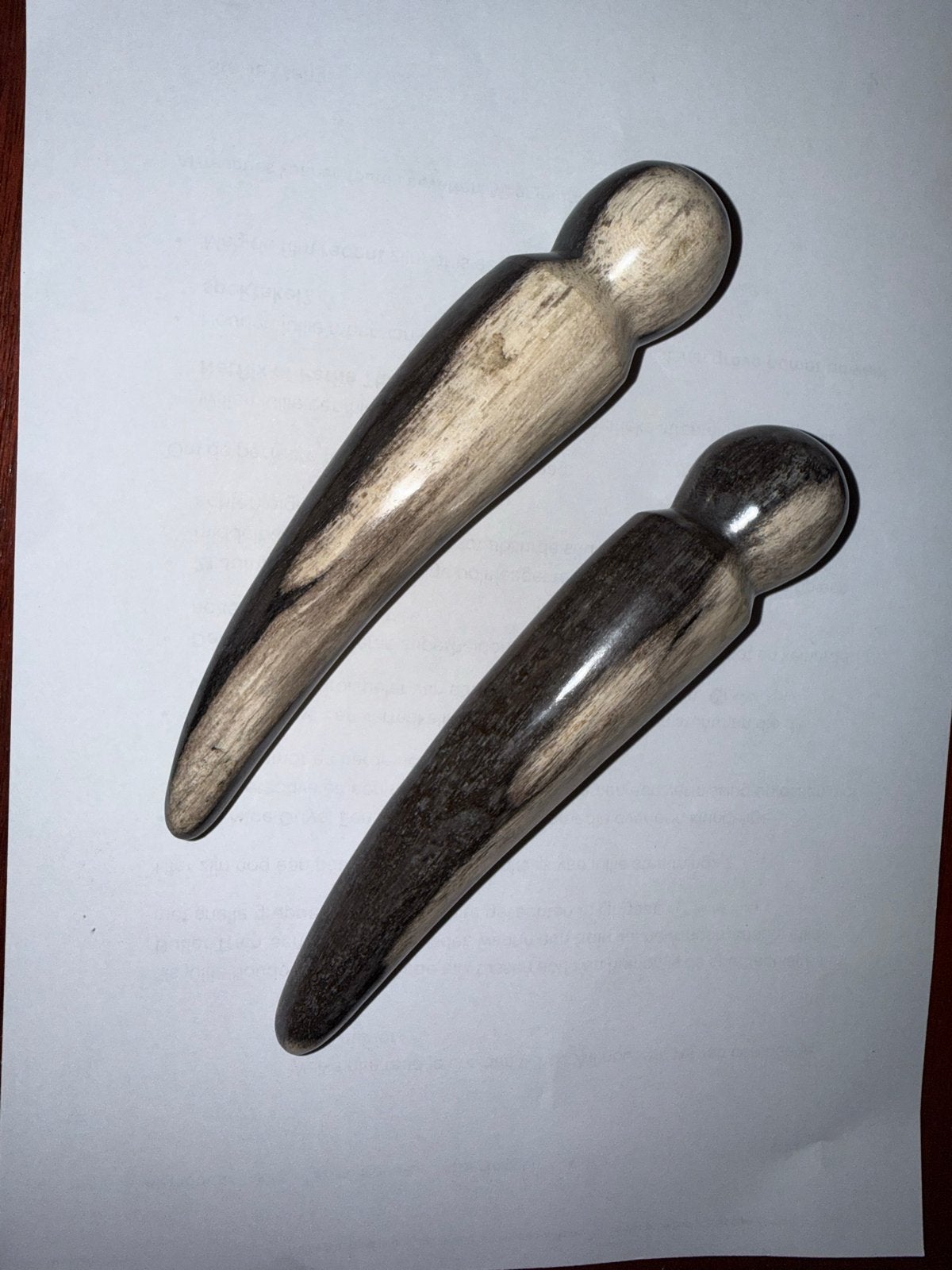 Set van 2 fossiele houten massage staven, Ophalen of Verzenden, Zo goed als nieuw