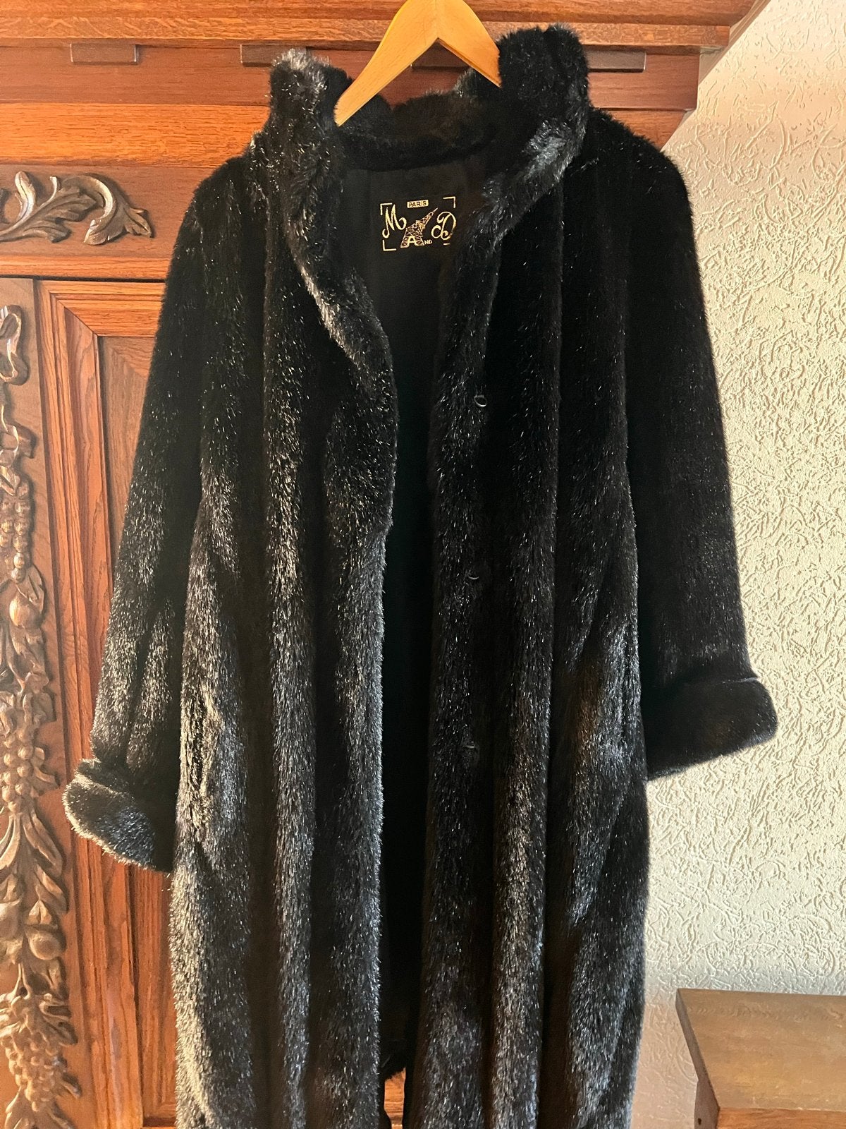 Luxe Zwarte Imitatie Bontjas - Maat 40, Kleding | Dames, Ophalen, Zo goed als nieuw, Maat 38/40 (M), Zwart