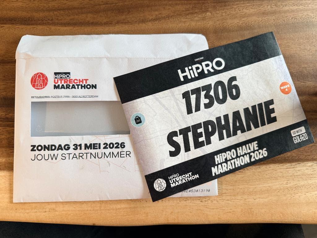 Startbewijs Halve Marathon Utrecht 31 MEI, Overige merken, Overige typen, Nieuw, Ophalen of Verzenden