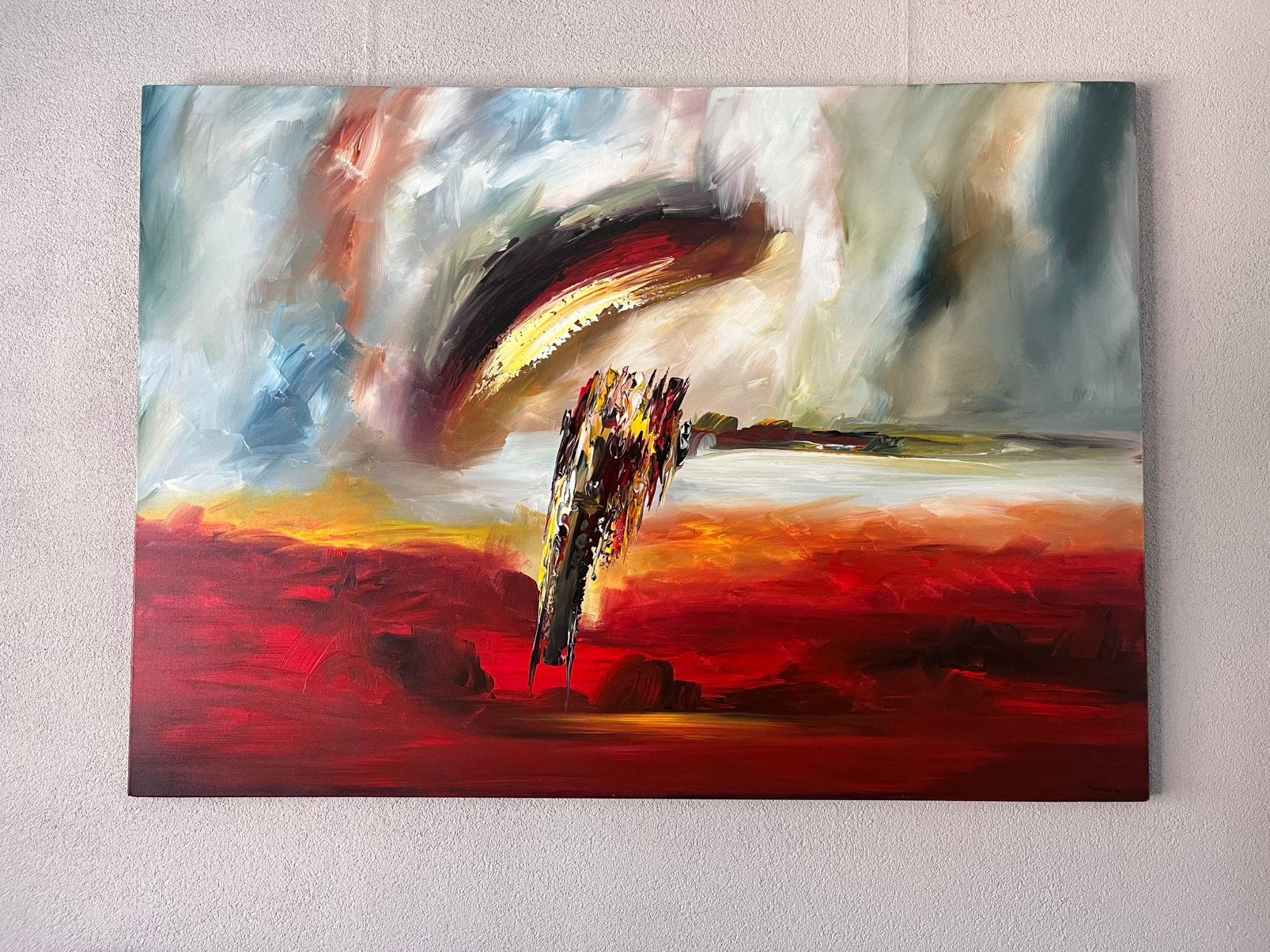 Prachtig groot abstract schilderij “BALANCE” van Gena, Ophalen