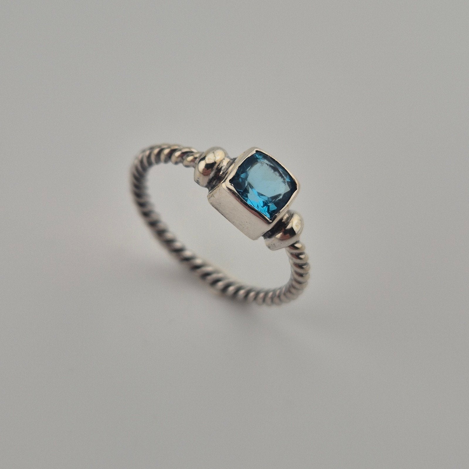 Vintage 925 Sterling Zilveren Ring met Aquamarijn | AD98, Gebruikt, Verzenden, Kleiner dan 17, Dame