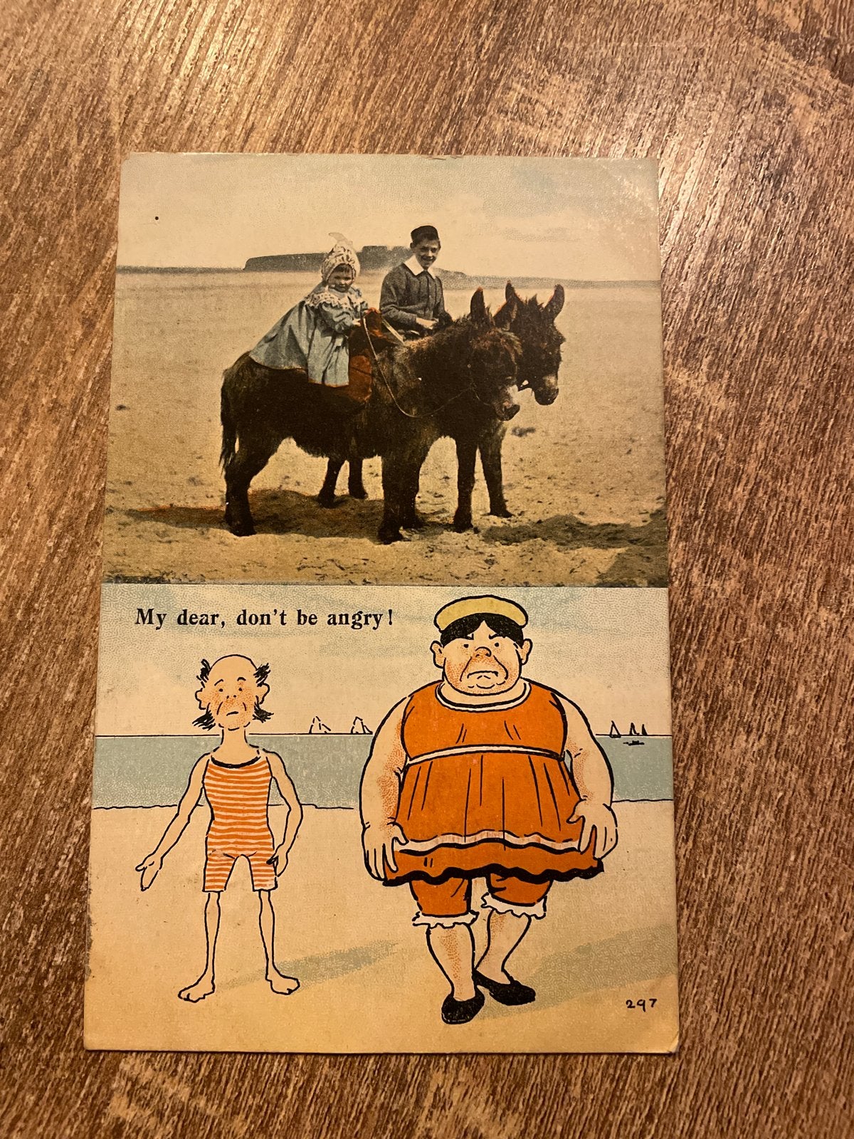 Vintage Ansichtkaart: Kinderen op Strand met Ezels & Humor, Verzamelen, Ophalen of Verzenden, Voor 1920, Gelopen, Kinderen