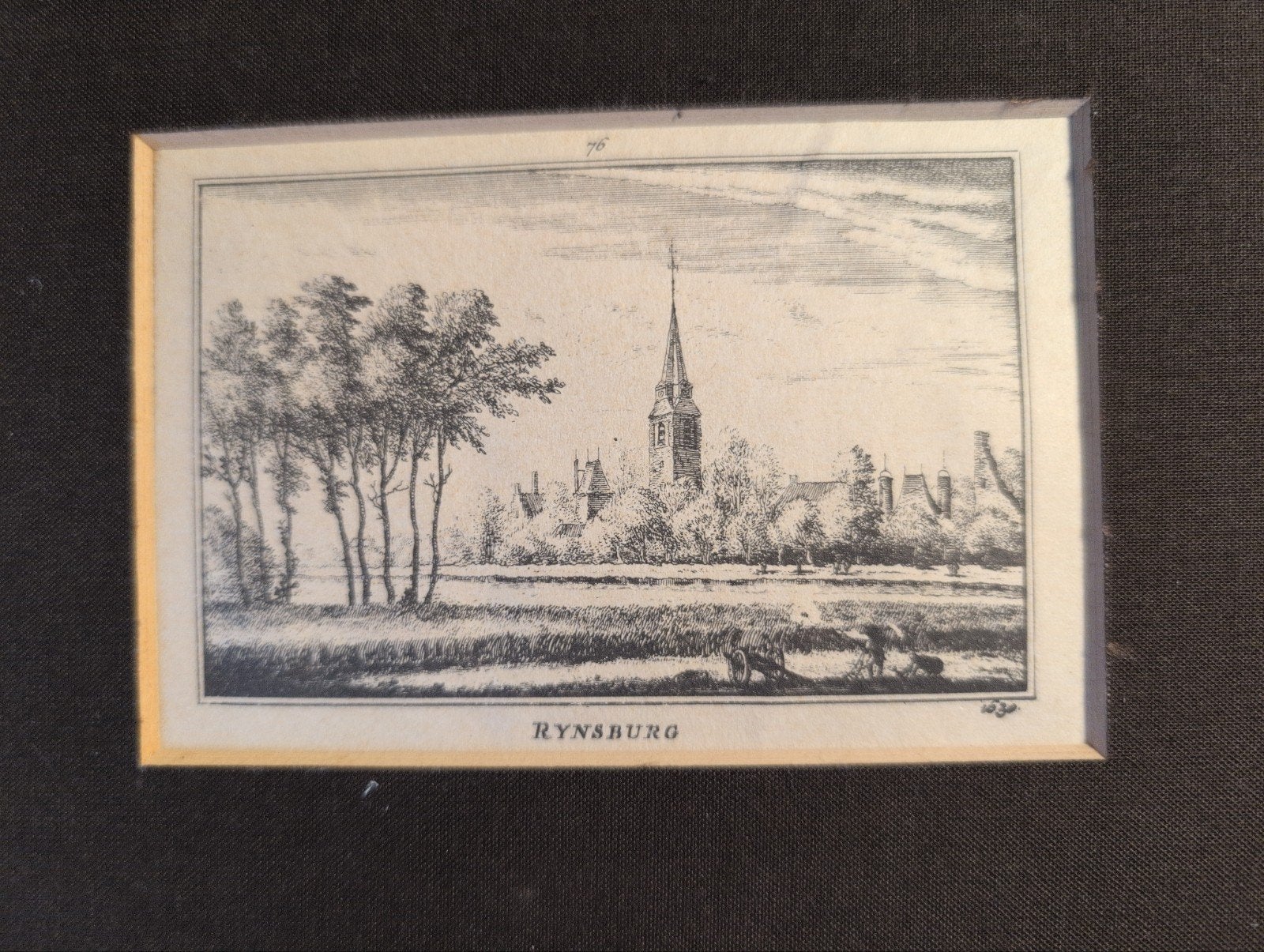 Zicht op Rijnsburg anno 1630 - Antieke Gravure, Antiek en Kunst, Ophalen of Verzenden