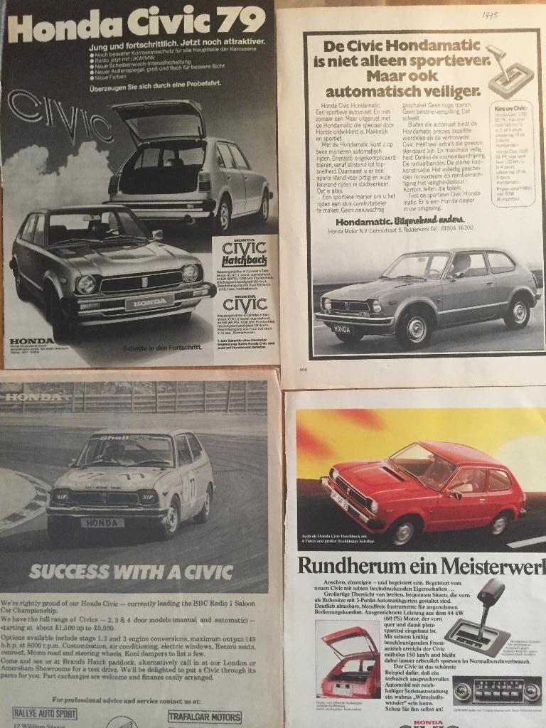 Advertenties Honda Civic 1975-1979, Ophalen of Verzenden, Gelezen, Honda