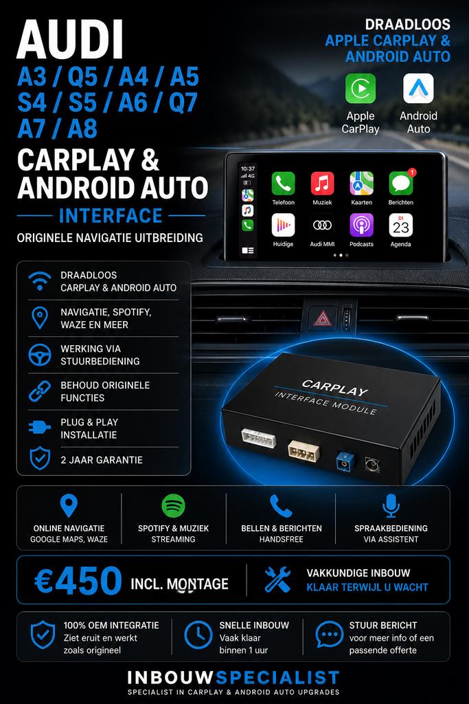 Audi CarPlay Android Auto Interface A3 A4 A5 A6 A7 A8 Q5 Q7, Auto diversen, Ophalen, Zo goed als nieuw