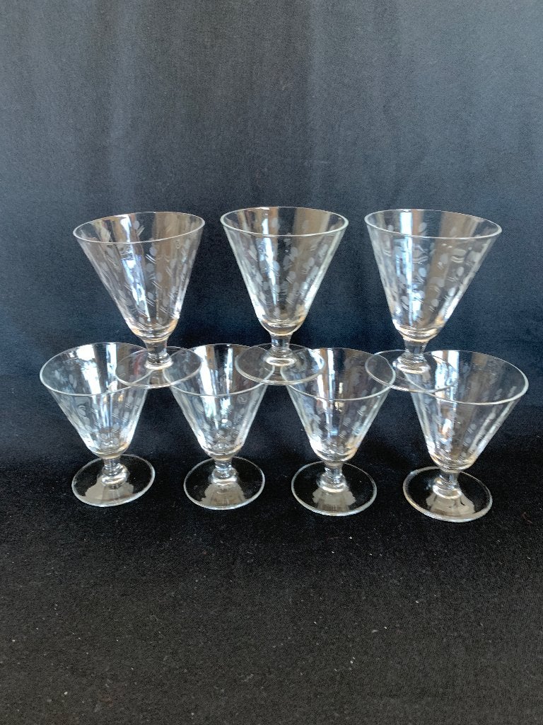 7 antieke kristallen sherry glazen, Antiek en Kunst, Antiek | Glas en Kristal, Ophalen