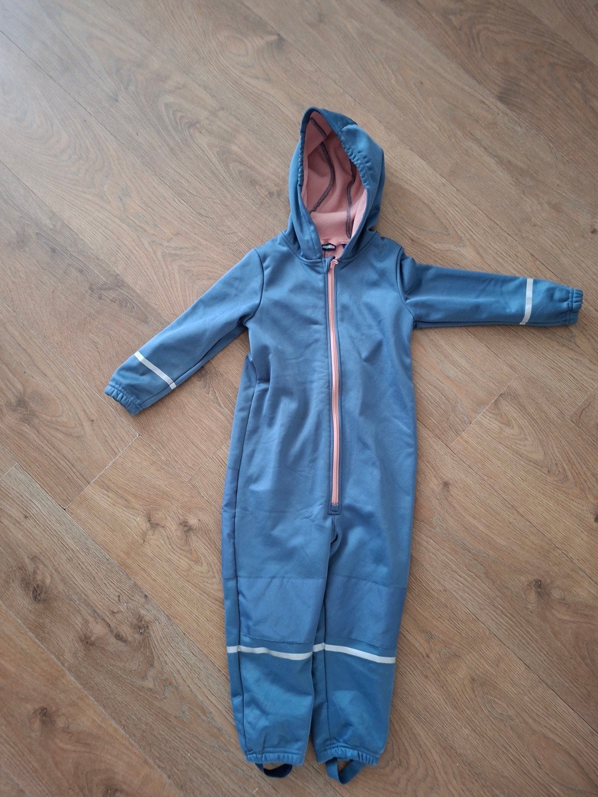 Blauwe kinderregenoverall met roze voering, Ophalen of Verzenden, Zo goed als nieuw, Onbekend, Jongetje of Meisje