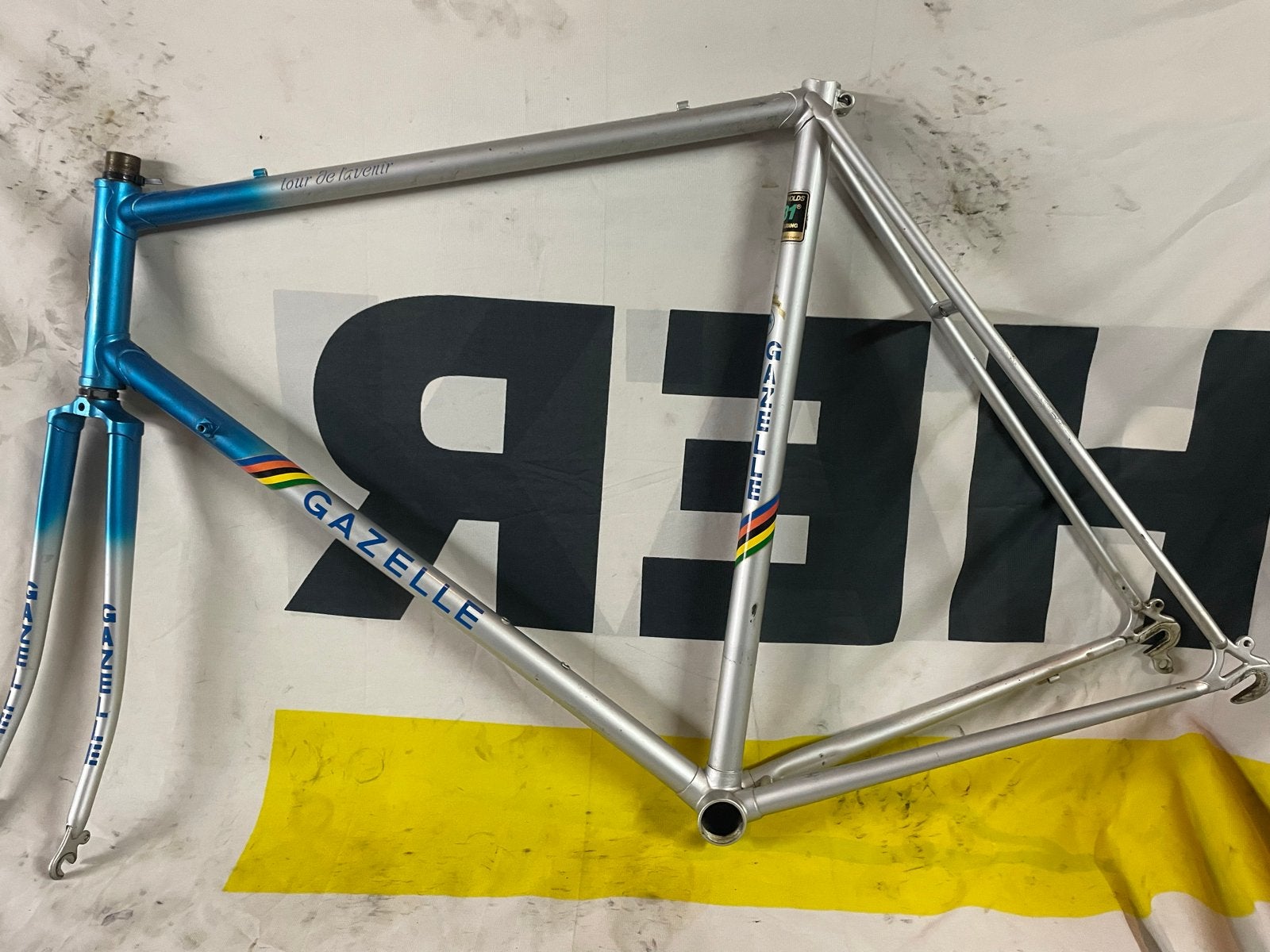 Gazelle 60ct racefiets frame met voorvork - Zilver/Blauw, Verzenden, Gebruikt, Overige typen