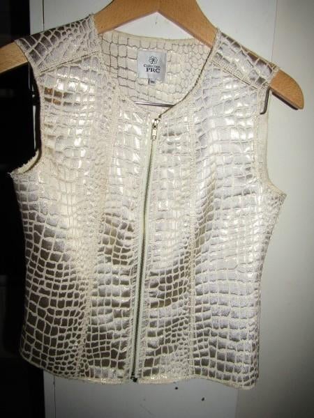 F1784 Collection PRC mt 36 top crème goud animal print rits, Kleding | Dames, Overige kleuren, Collection PRC, Verzenden, Zo goed als nieuw