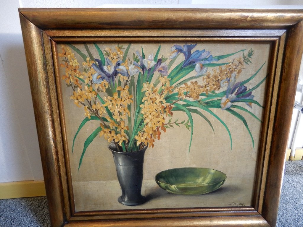 schilderij stilleven, Jan Schonk, op paneel., Antiek en Kunst, Kunst | Schilderijen | Klassiek, Ophalen of Verzenden, Ingelijst