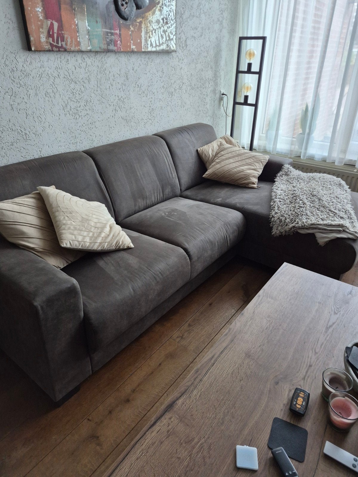 Comfortabele hoekbank met chaise longue, Huis en Inrichting, Banken | Bankstellen, Ophalen, Gebruikt, Minder dan 75 cm, Hoekbank