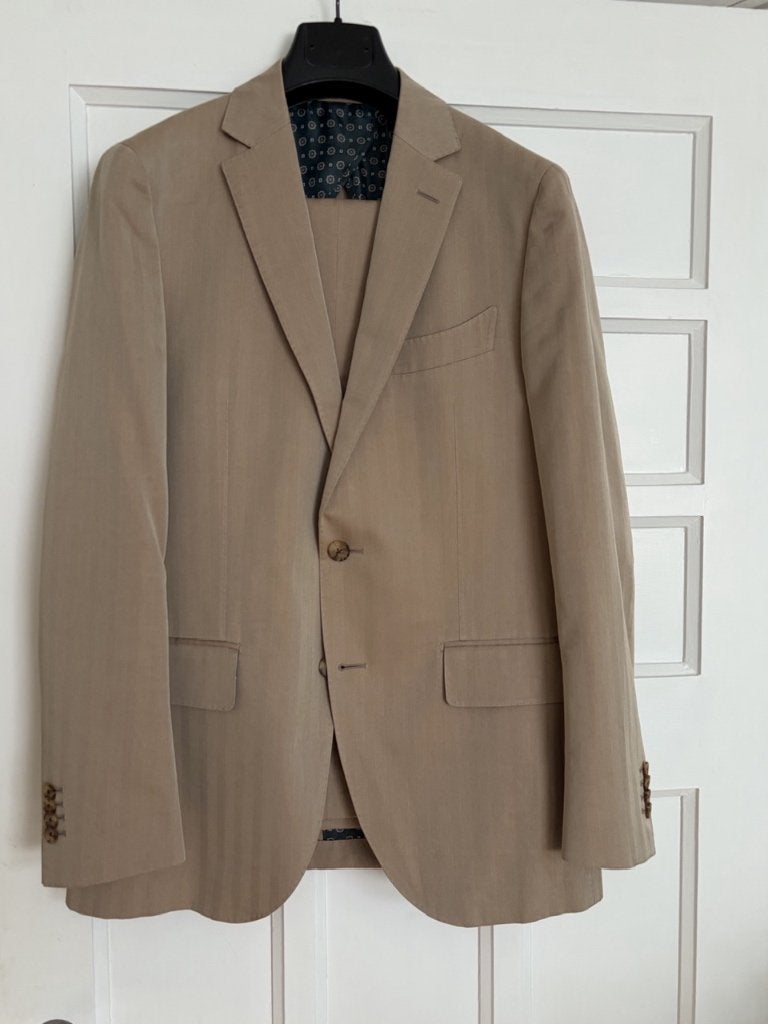 Kostuum, Suit Supply, Mt 48, Kleding | Heren, Maat 48/50 (M), Beige, Ophalen of Verzenden, Zo goed als nieuw