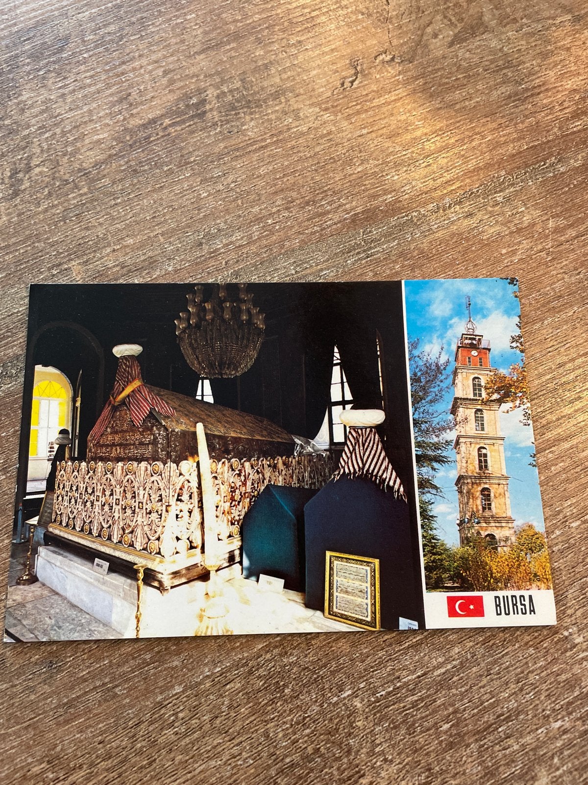 Ansichtkaart Bursa Turkije - Osmangazi Türbesi en Saat kules, Ophalen of Verzenden, 1960 tot 1980, Ongelopen, Stad of Dorp