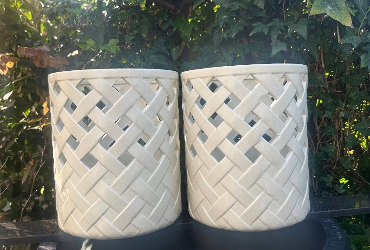 Rivièra Maison twee gebroken wit/crème windlichten nieuw, Ophalen, Nieuw, Crème, Rivièra Maison