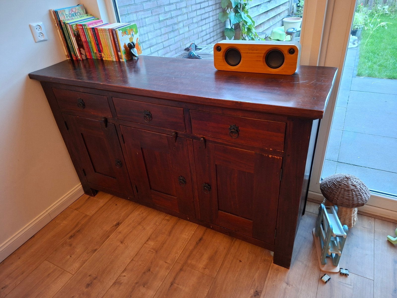 Massief Teakhouten Koloniale Kast - Opbergkast/Tv-meubel, Huis en Inrichting, Ophalen, Gebruikt, 25 tot 50 cm, 150 tot 200 cm