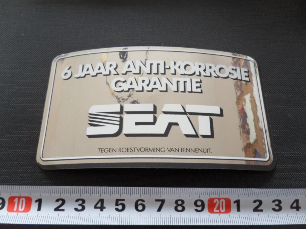 sticker folie 6 jaar anti-korrosie garantie SEAT, Ophalen, Zo goed als nieuw