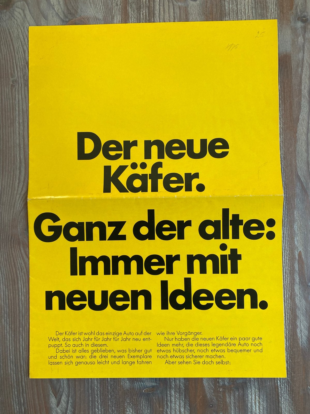 Vintage Volkswagen Kever A3 folder - De nieuwe Kever, Ophalen of Verzenden, Zo goed als nieuw, Volkswagen