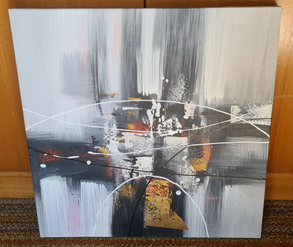 Schilderij (collage) op canvas, Ophalen, 50 tot 75 cm, Zo goed als nieuw, Schilderij