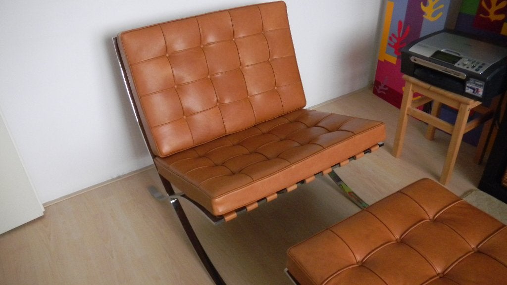 Stoelen, Barcelona. Mies van der Rohe, LC2. Le Corbusier, Bruin, Nieuw, Leer, Ophalen of Verzenden