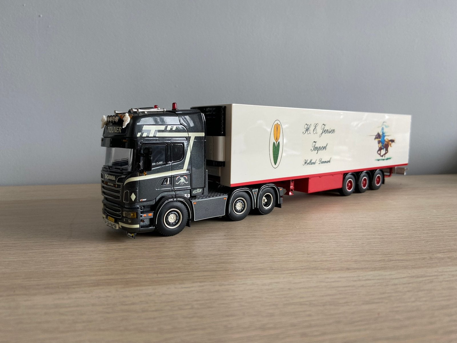 Wsi Scania R-serie Tolner + Frank de ridder oplegger Code 3, Hobby en Vrije tijd, Ophalen, Nieuw, Bus of Vrachtwagen, Wsi