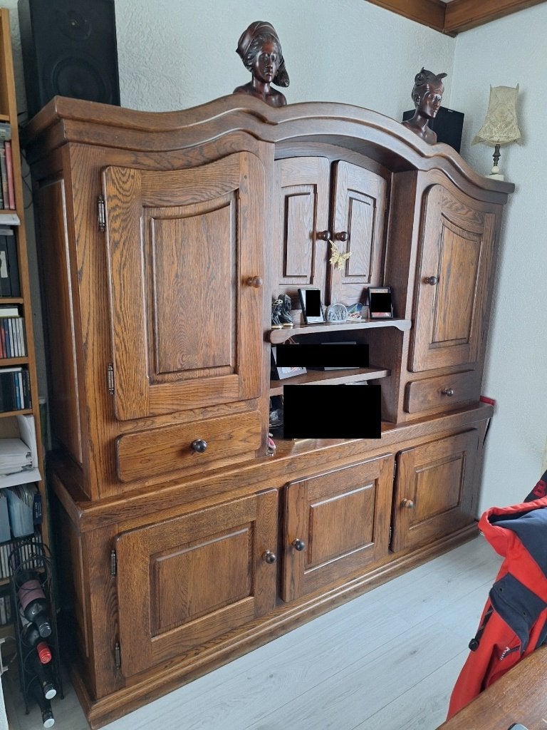 Eiken wandmeubel, Gebruikt, 200 cm of meer, Eikenhout, Met lade(s)