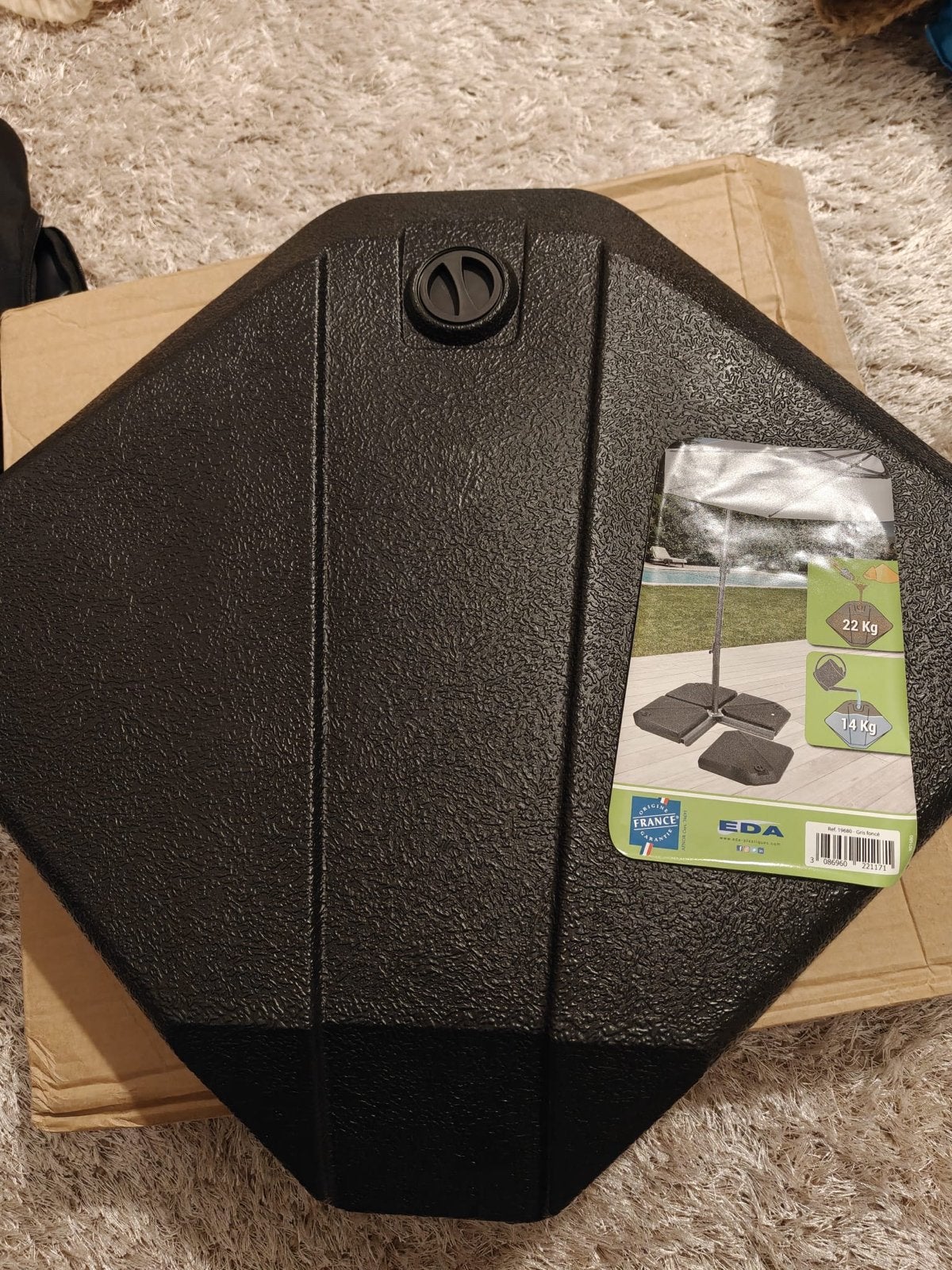 Nieuwe Parasoltegel - Zwart, 14 kg, Ophalen of Verzenden, Nieuw, Minder dan 1 meter, Parasolvoet
