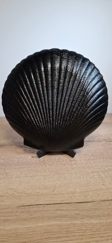 Grote zwarte keramieken schelpschaal (33 cm) - Steen Vintage, Ophalen of Verzenden
