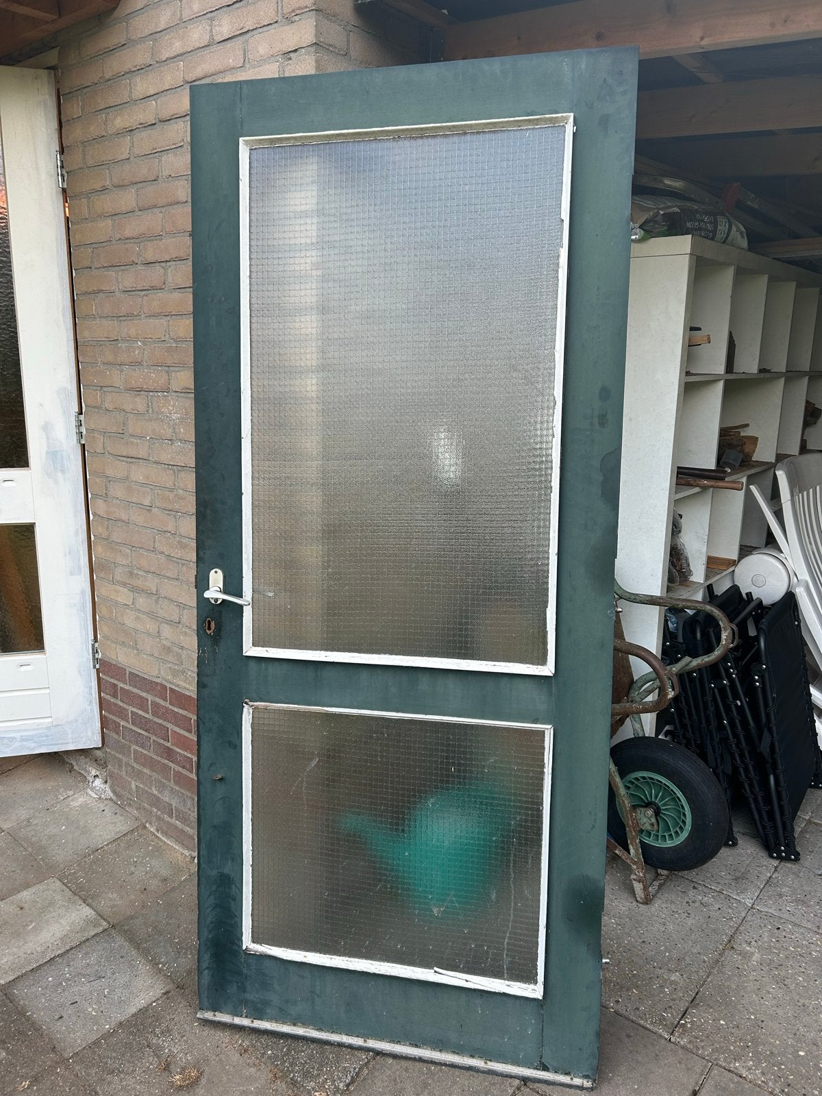 Deur met glas, 211x92,5 cm - Gratis af te halen, Ophalen, Gebruikt, 80 tot 100 cm, Buitendeur