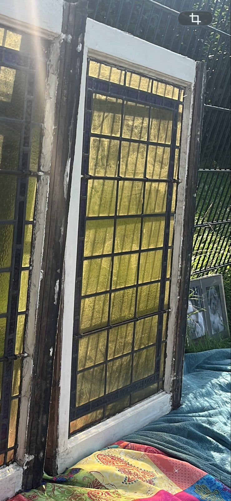 Originele glas in lood bovenluiken jaren '30 woning Amsterda, Gevelraam of Ruit, Gebruikt, Glas in lood, 80 tot 120 cm